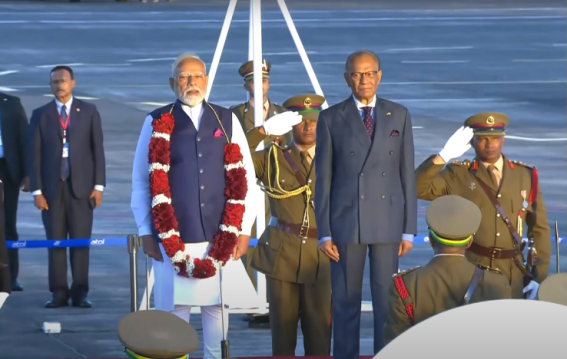 Mr. Modi visits Mauritius on two days state visit, receives ceremonial welcome