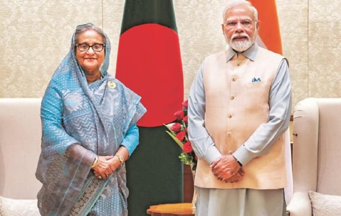 PM Modi and Bangladesh PM Sheikh Hasina Engage