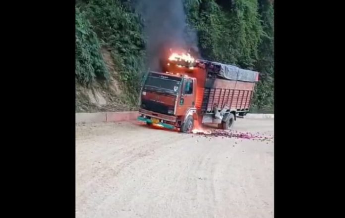 Trucks Transporting Essential Supplies Set on Fire